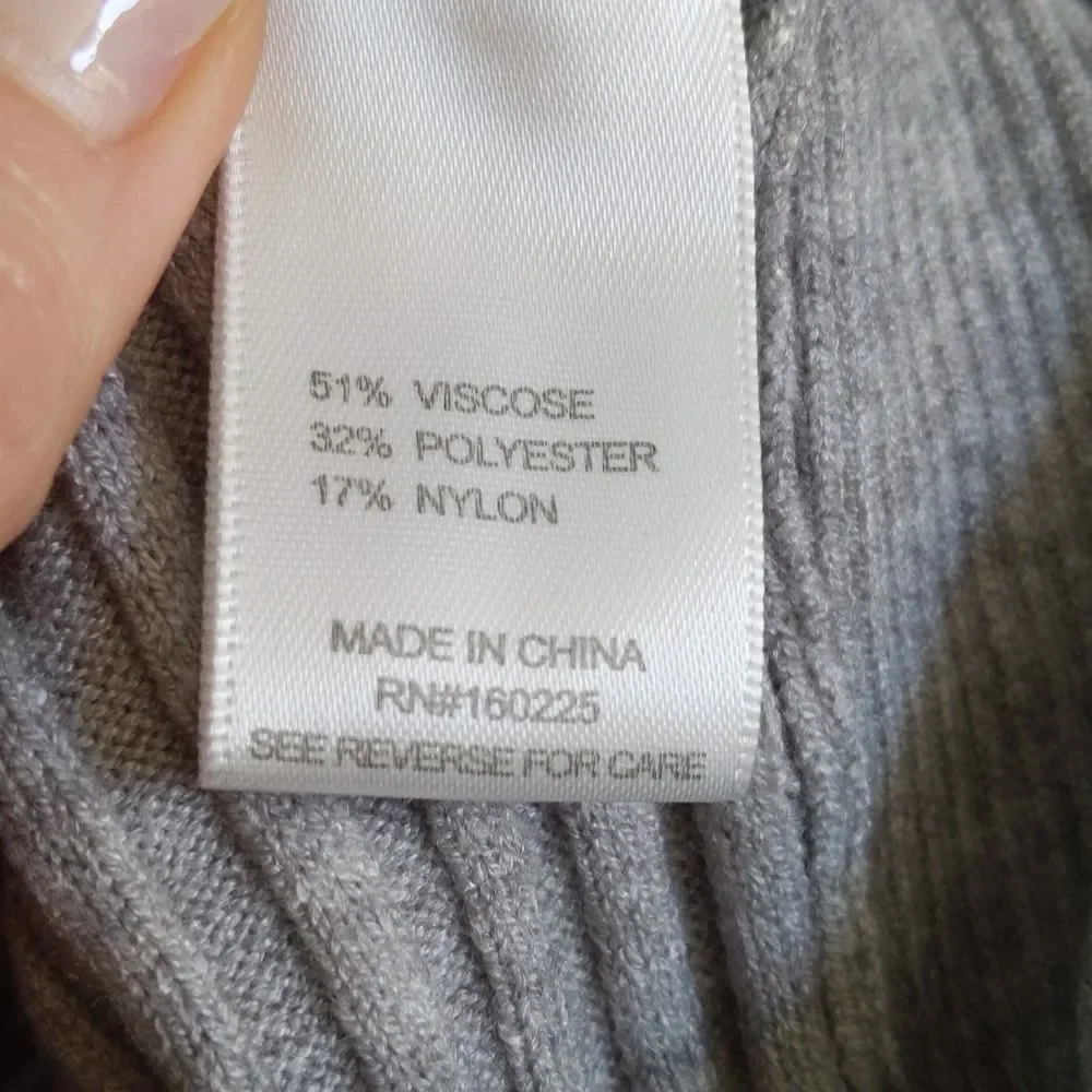 Stitchdrop NWT gray ribbed v-neck sweater, dolman sleeve, viscose blend S